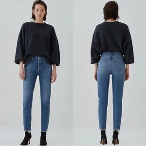 Agolde Jamie Blue Jeans Crop High Rise Straight Leg Size 24